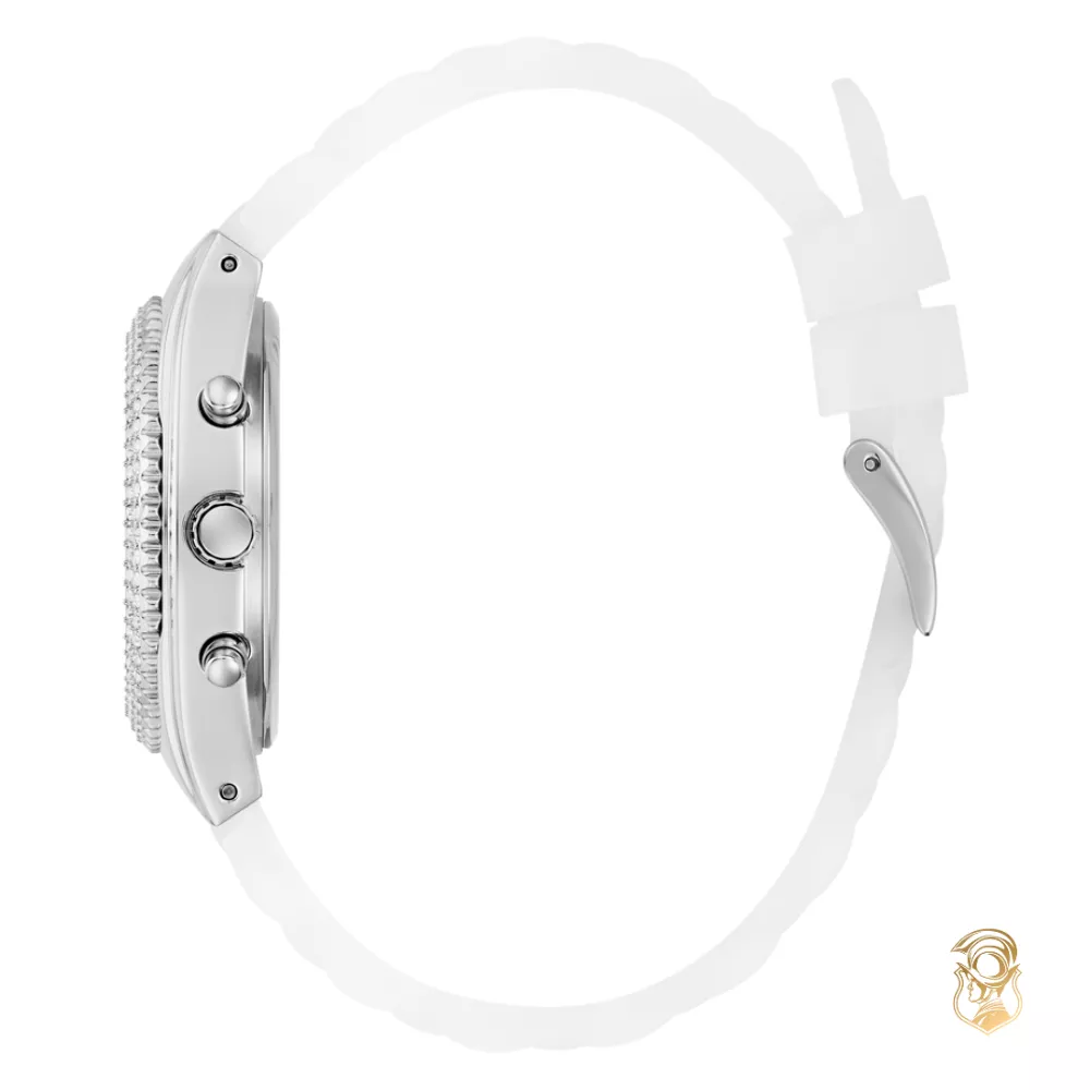 Guess Ladies Clear Silver Tone Multi-function Watch 37mm
