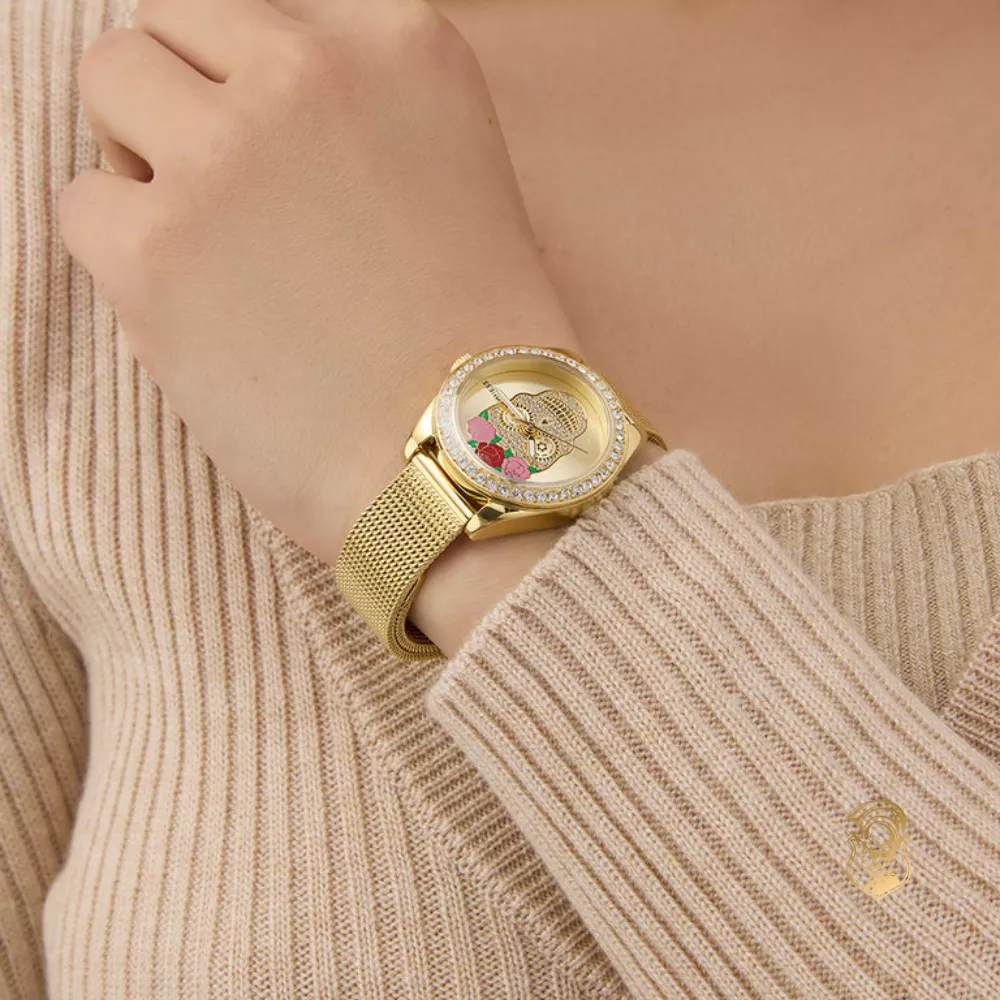 Guess Ladies Day Of The Dead Gold Tone Watch 30mm