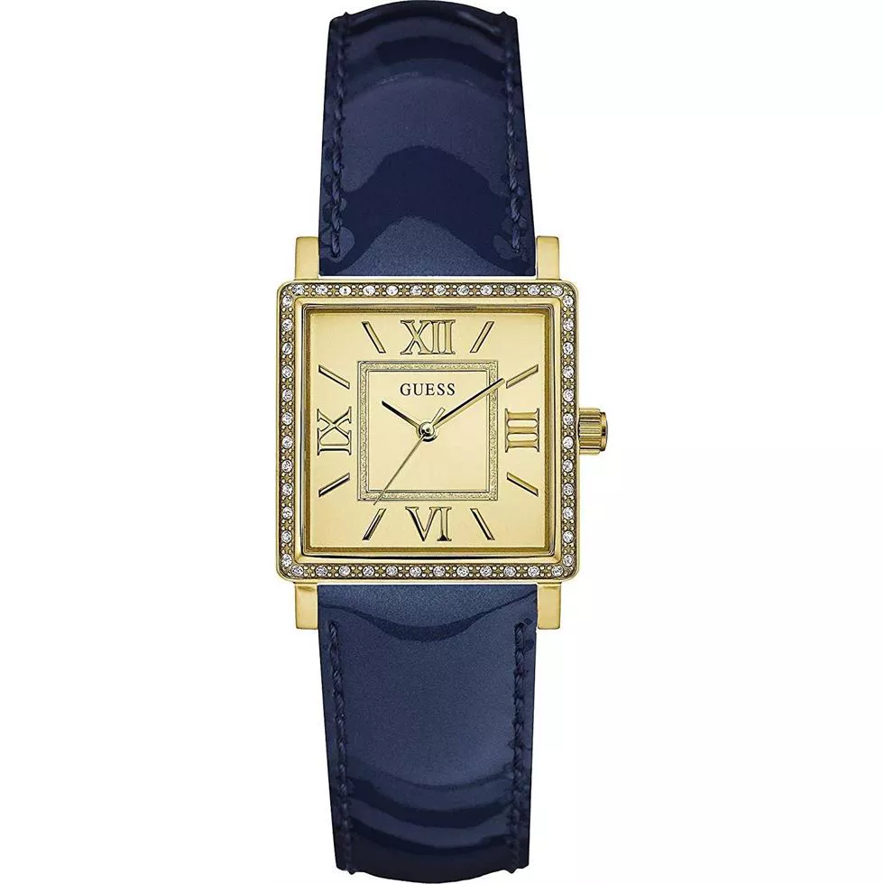 Guess Ladies Dress Blue Leather Strap Watch 28mm