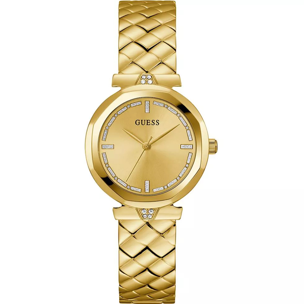 Guess Quilted Gold Tone Watch 34mm