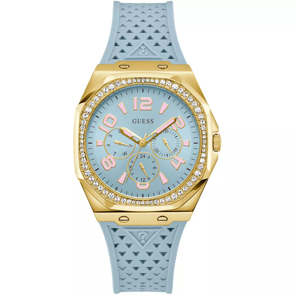 Guess Ladies Light Blue Gold Watch 39.5mm