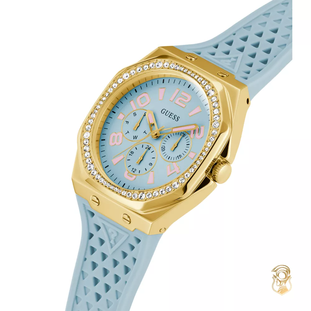 Guess Ladies Light Blue Gold Watch 39.5mm