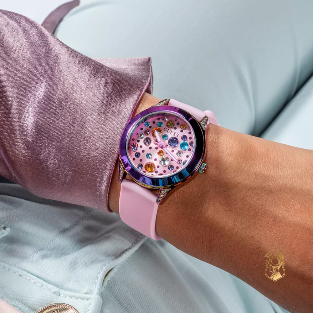Guess Ladies Pink Iridescent Analog Watch 34mm
