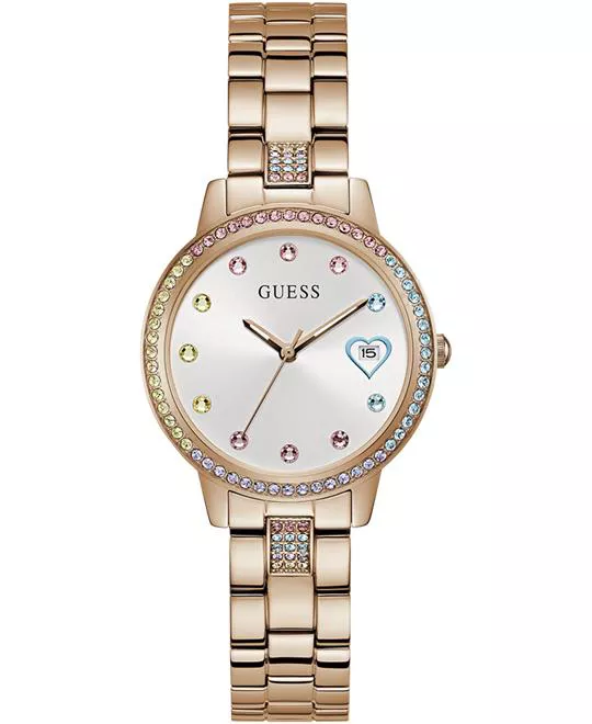 Guess Ladies Rose Gold Tone Date Watch 34mm