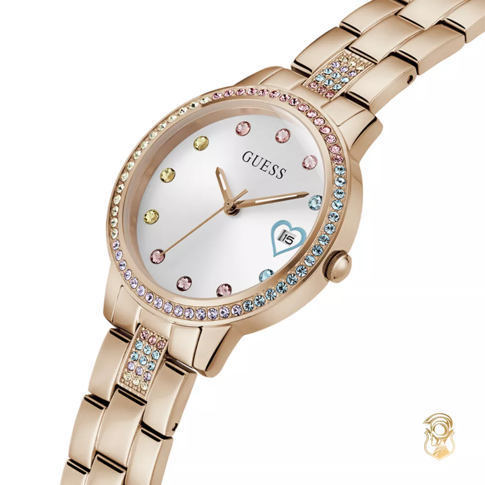 Guess Ladies Rose Gold Tone Date Watch 34mm