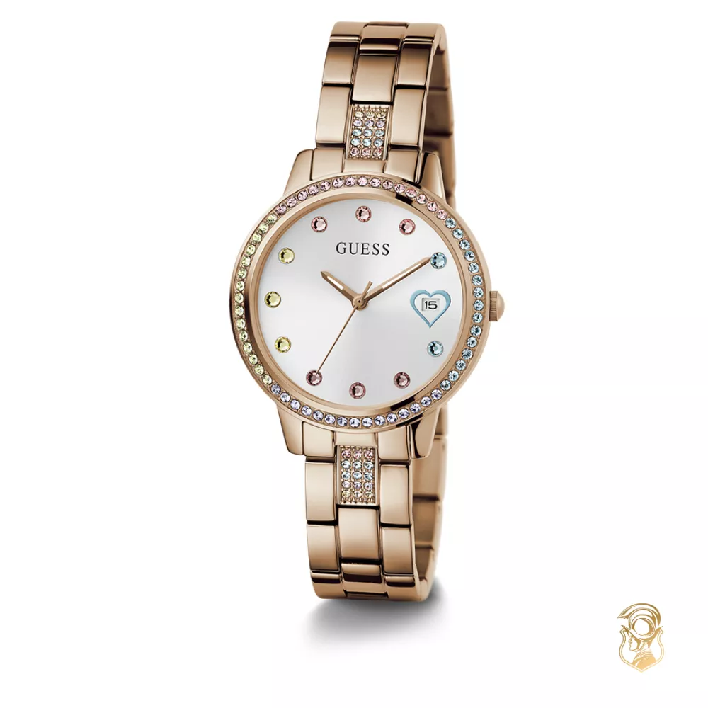 Guess Ladies Rose Gold Tone Date Watch 34mm