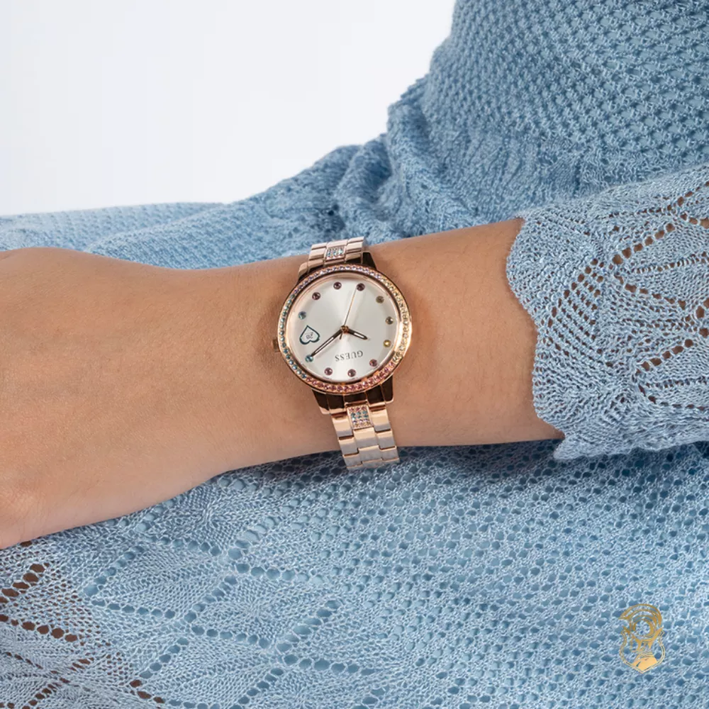 Guess Ladies Rose Gold Tone Date Watch 34mm