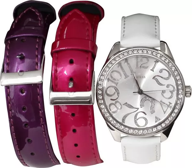 Guess Ladies Set-box Crystals Leather Watch 37mm