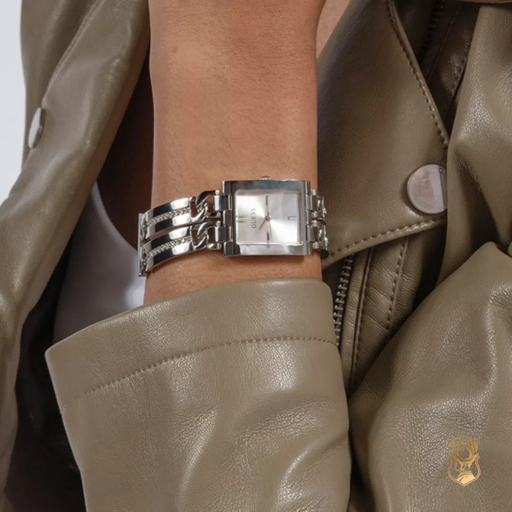 Guess Ladies Silver Tone Analog Watch 24mm