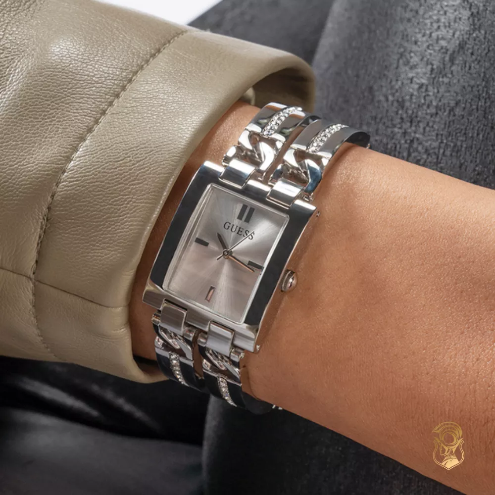 Guess Ladies Silver Tone Analog Watch 24mm