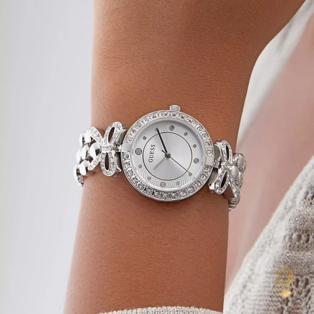 Guess Ladies Silver Tone Analog Watch 30mm