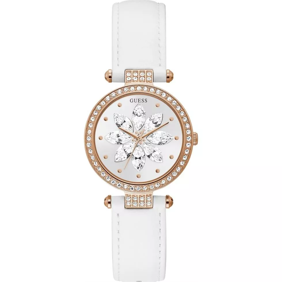 Guess Floral White Tone Watch 32mm