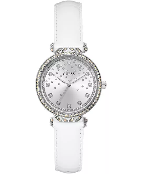 Guess Ladies White Silver Tone Analog Watch 32mm