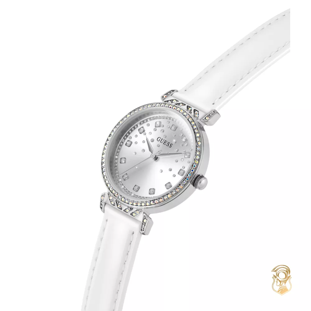 Guess Ladies White Silver Tone Analog Watch 32mm