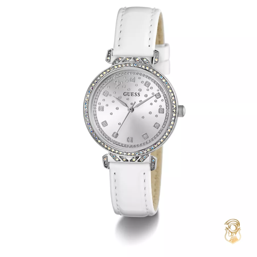 Guess Ladies White Silver Tone Analog Watch 32mm