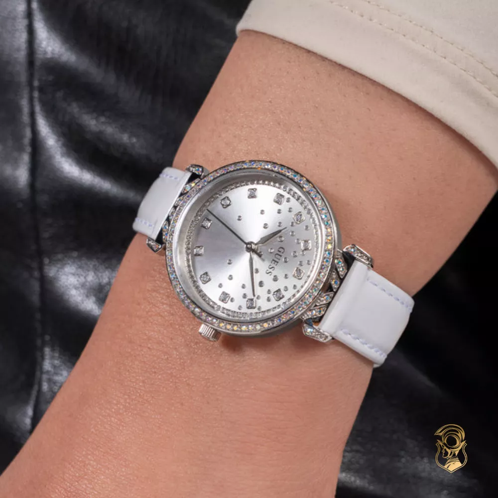 Guess Ladies White Silver Tone Analog Watch 32mm