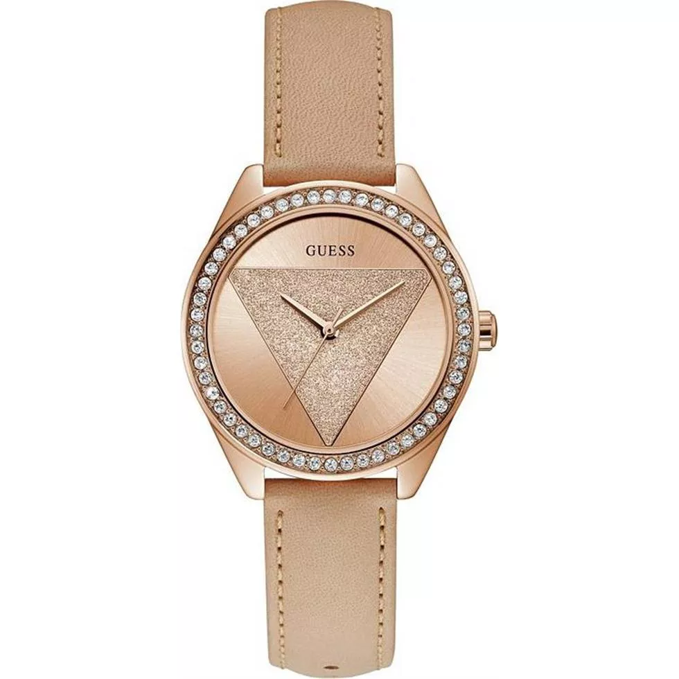 GUESS Leather Crystal Glitter Watch 36mm