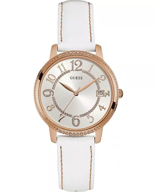 Guess Leather White-Rose Gold Watch 36mm