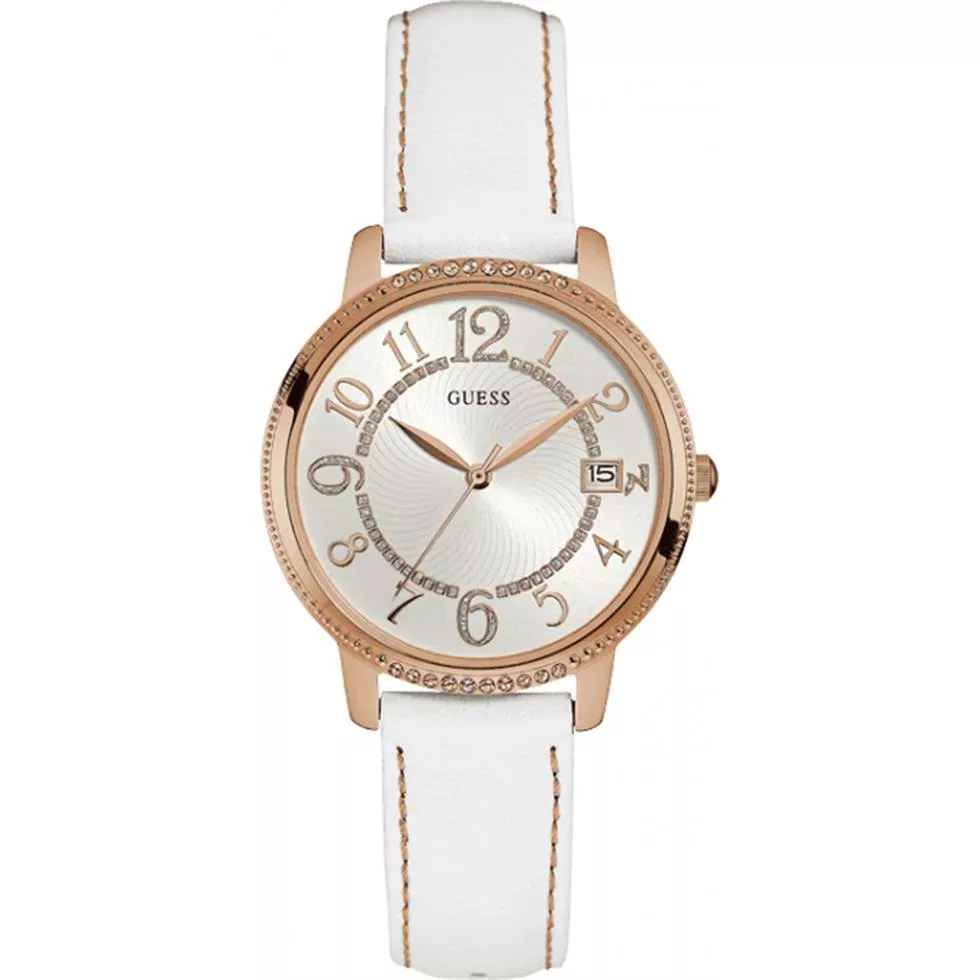 Guess Leather White-Rose Gold Watch 36mm