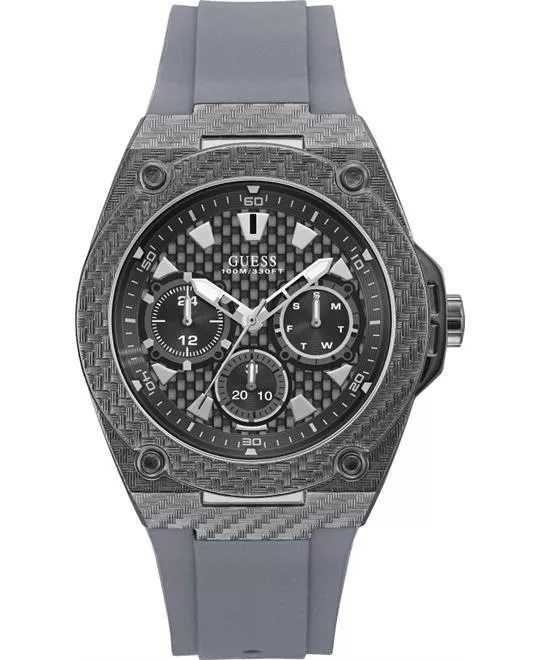 Guess Legacy Grey Silicone Strap Watch 45mm