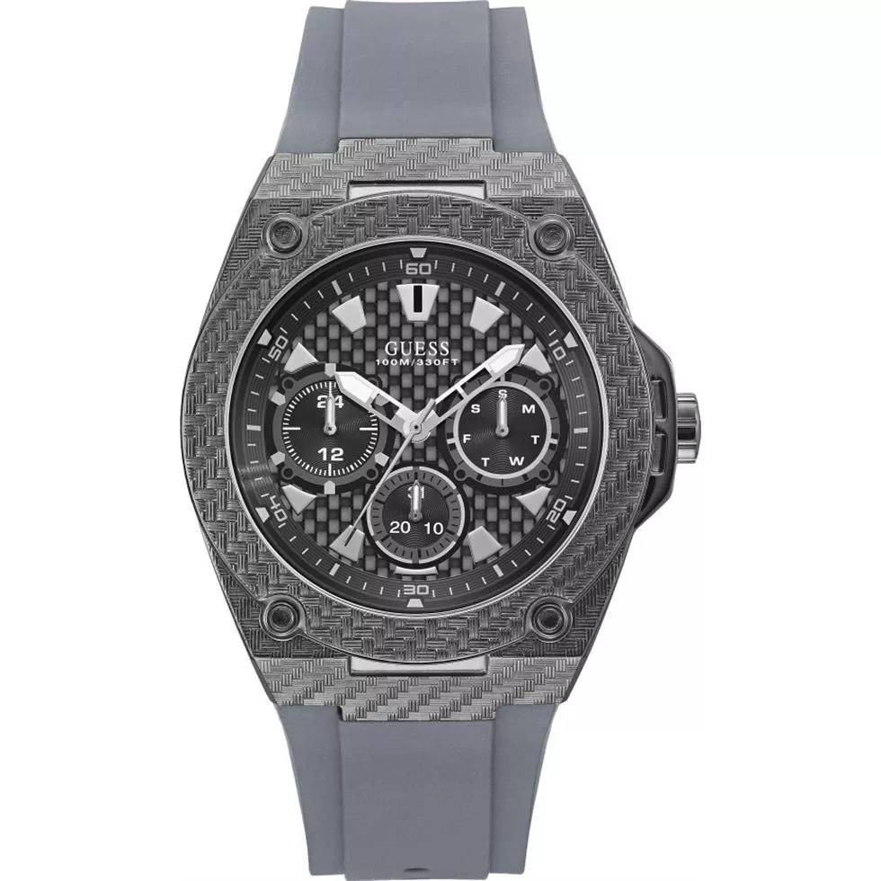 Guess Legacy Grey Silicone Strap Watch 45mm