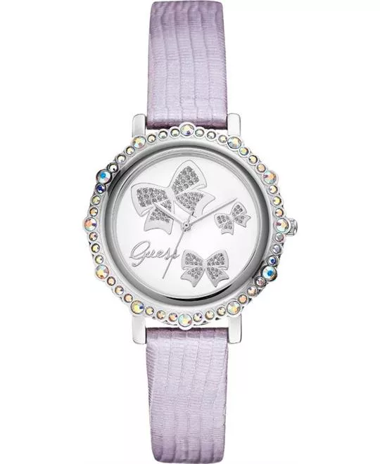 GUESS Lilac Metallic Leather Watch 35mm 
