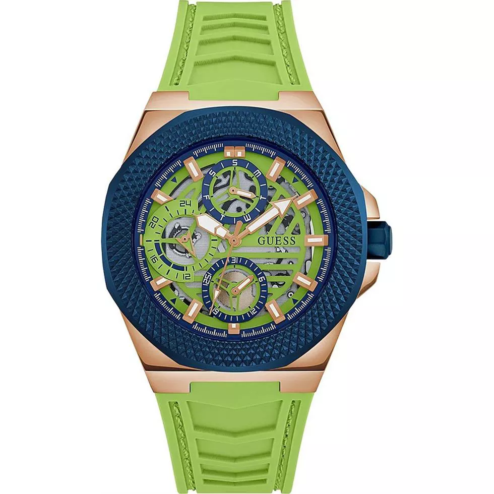 Guess Rigor Lime Green Tone Watch 44mm