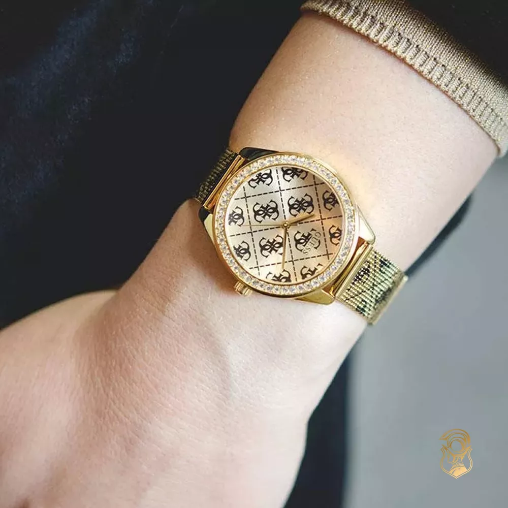 Guess Logo Tiled Gold Tone Watch 36.5mm