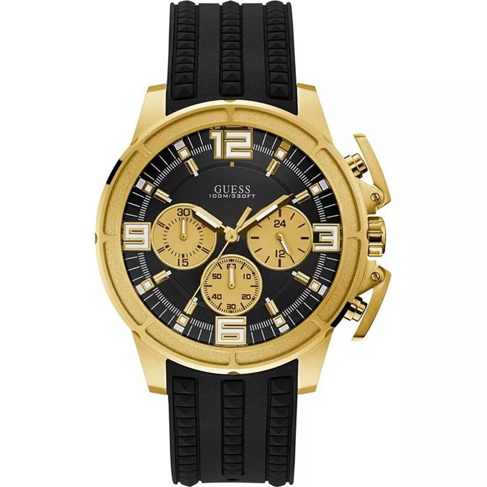 GUESS Men's Black Silicone Watch 46mm
