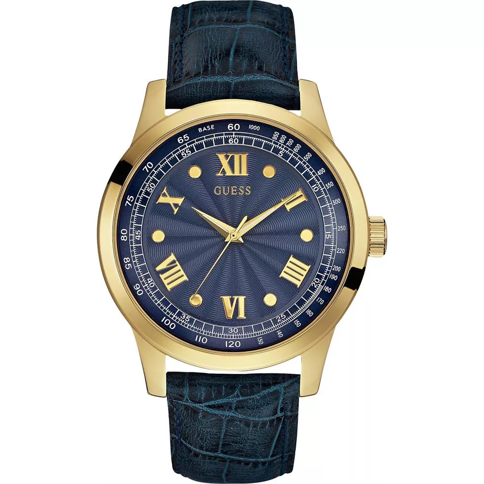 GUESS Men's Blue & Gold-Tone Watch 44mm