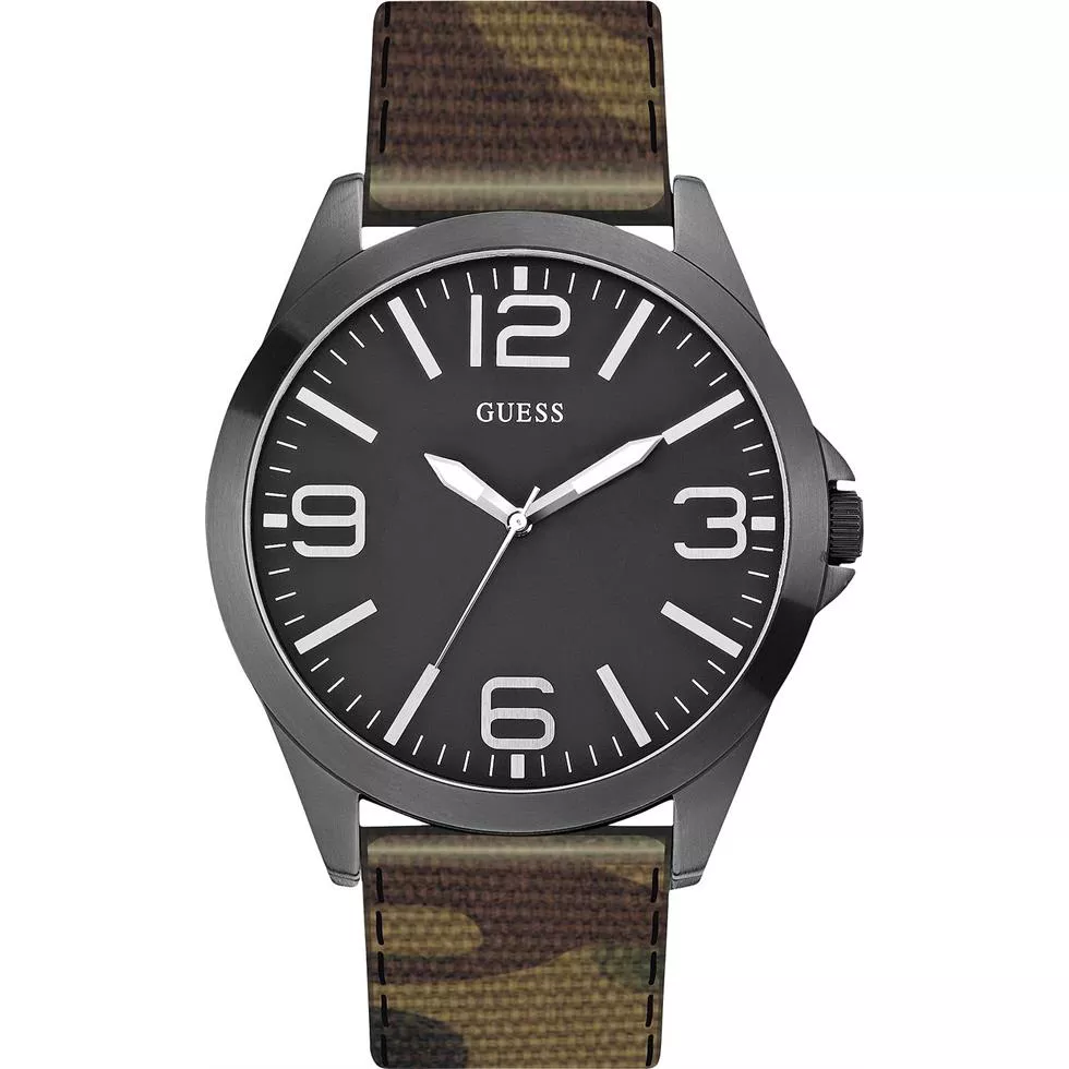 GUESS Camoflauge Print Canvas Genuine Men's Watch 49mm 