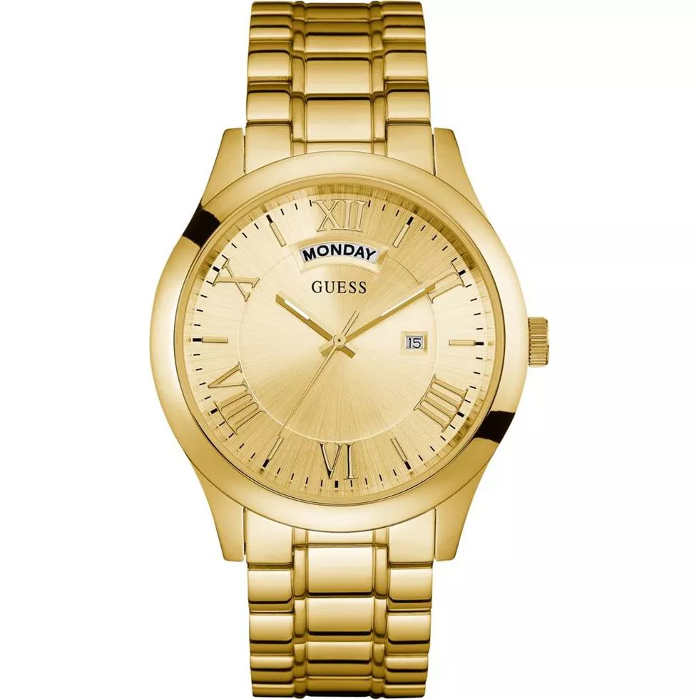GUESS Men's Dressy Gold-Tone Stainless Steel Watch 44mm