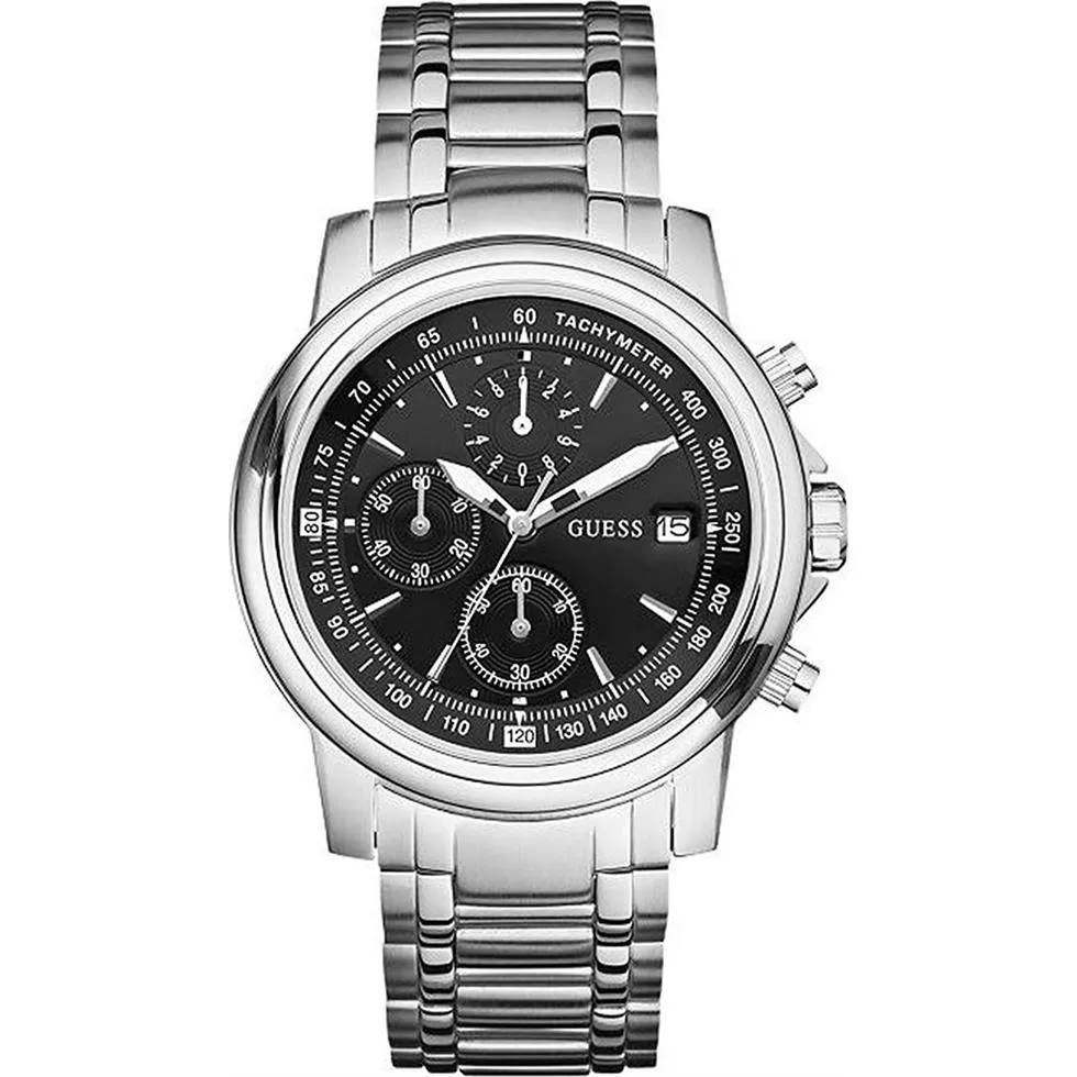 Guess Men's Silver Stainless Steel Watch 43mm