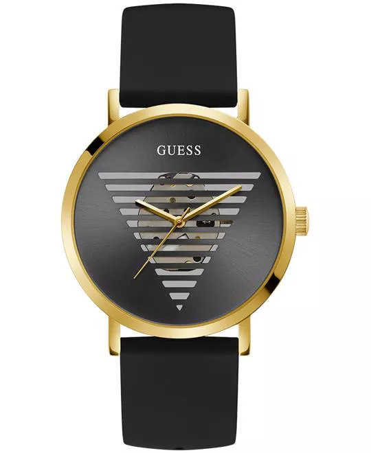 Guess Mens Black Gold Tone Analog Watch 44mm