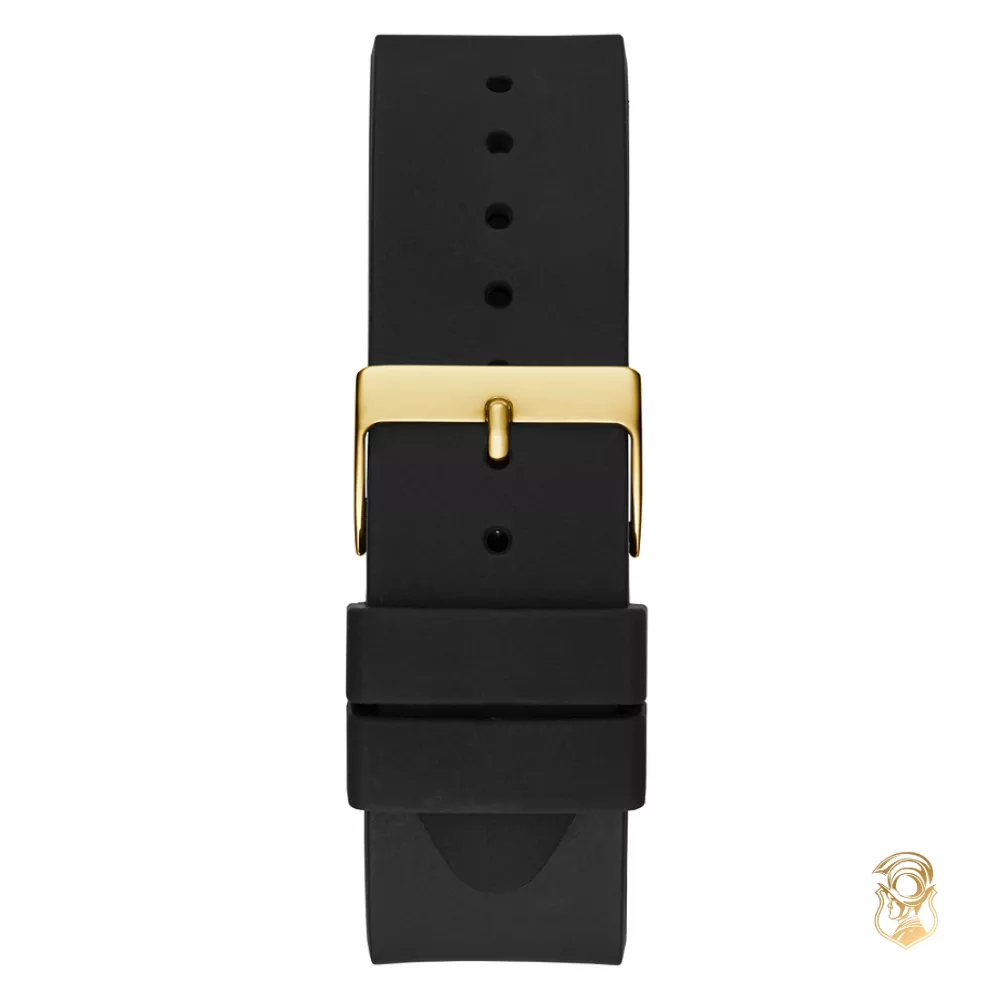 Guess Mens Black Gold Tone Analog Watch 44mm