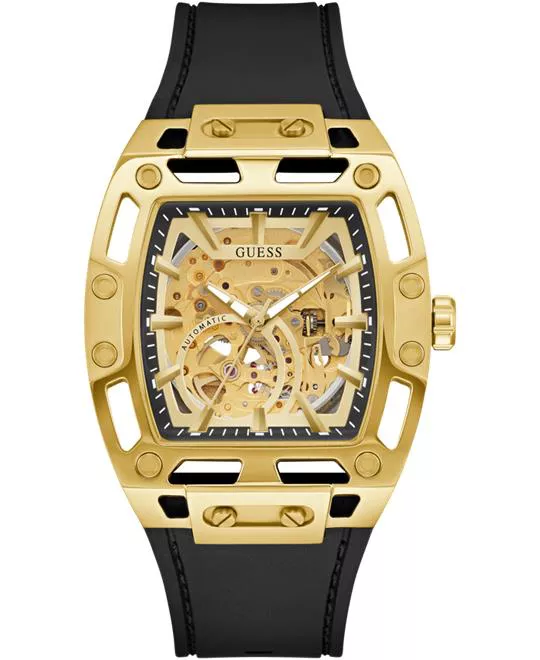 Guess Mens Black Gold Tone Automatic Watch 42mm