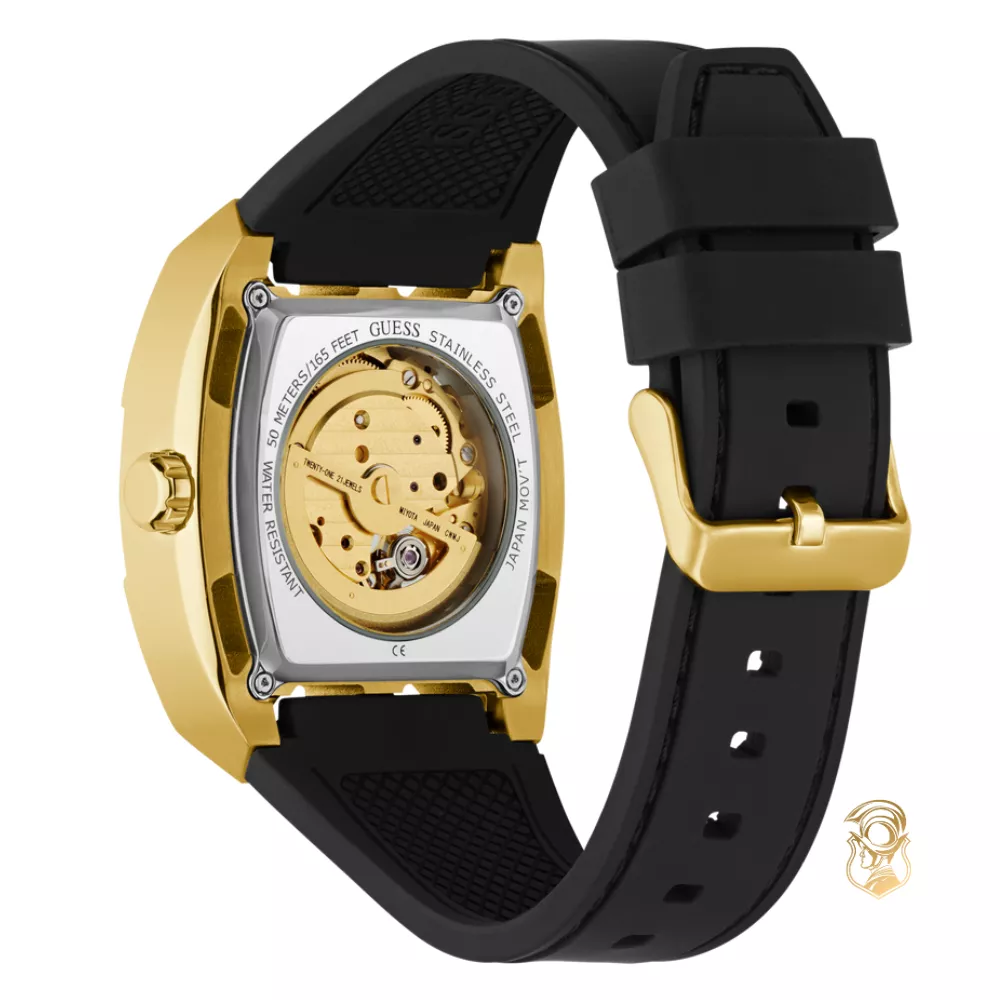 Guess Mens Black Gold Tone Automatic Watch 42mm