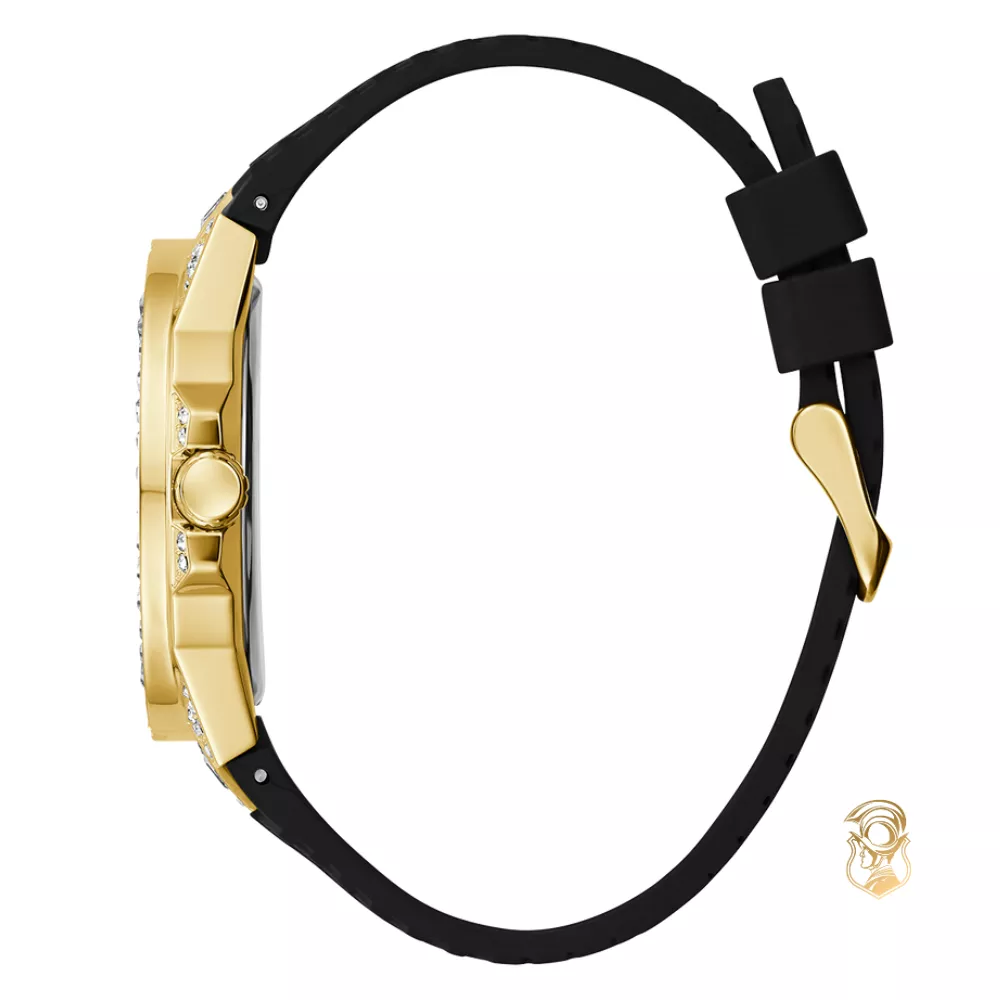 Guess Mens Black Gold Tone Multi-function Watch 44mm