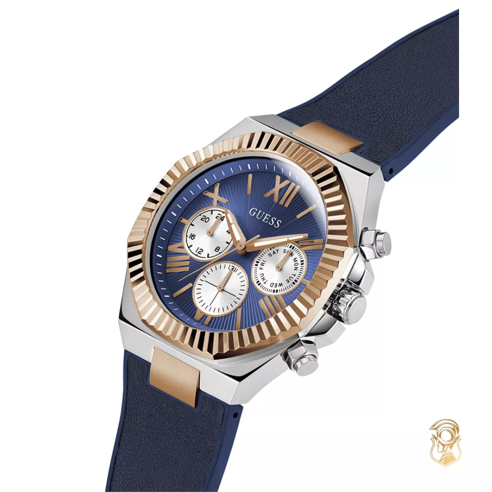 Guess Mens Blue 2-Tone Multi-function Watch 44mm