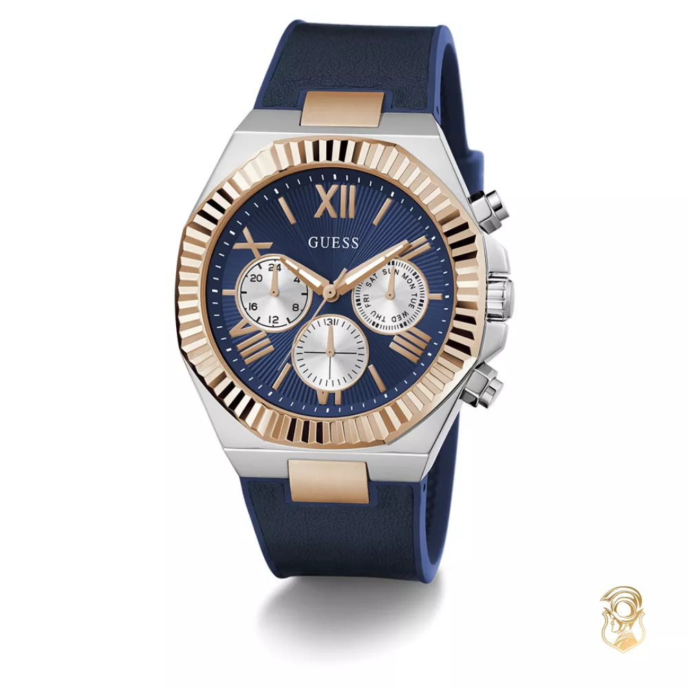 Guess Mens Blue 2-Tone Multi-function Watch 44mm