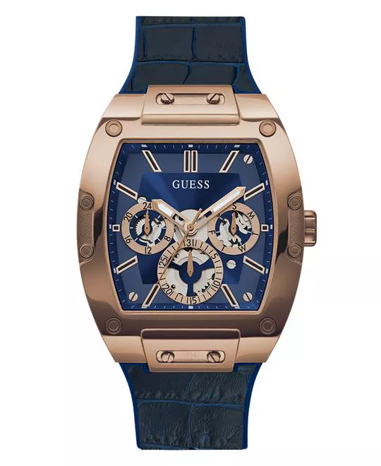 Guess Mens Blue Gold Tone Multi-function Watch 41.5mm