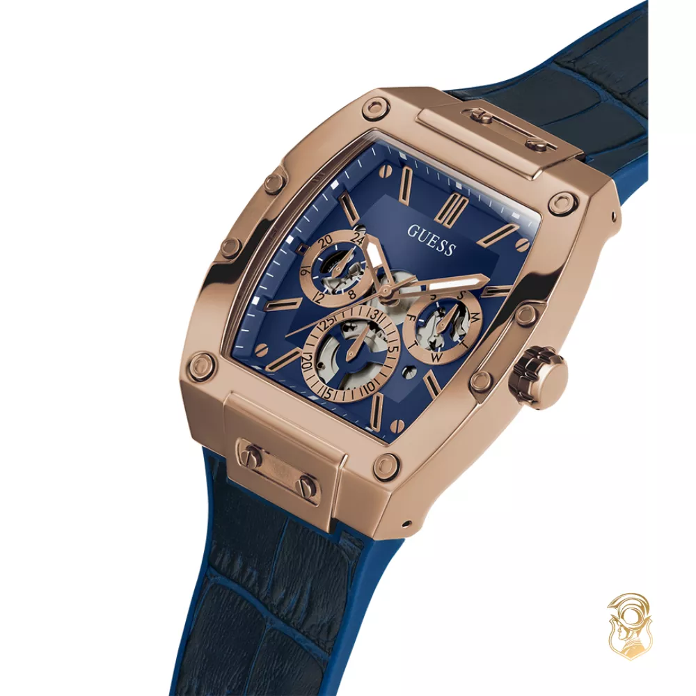Guess Mens Blue Gold Tone Multi-function Watch 41.5mm