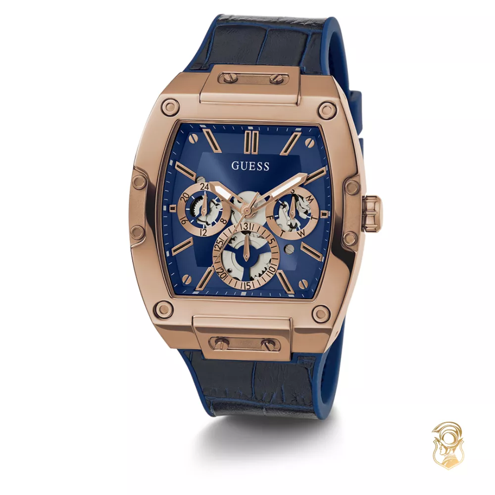 Guess Mens Blue Gold Tone Multi-function Watch 41.5mm