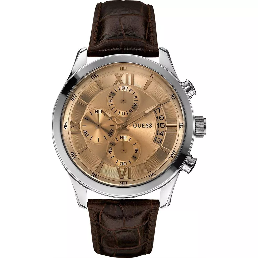 GUESS Classic Crocodile-Grained Watch 45mm
