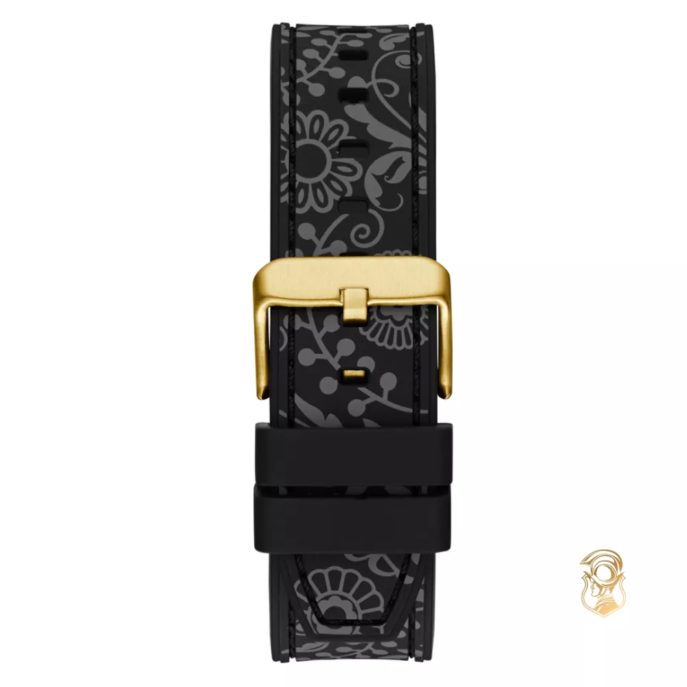 Guess Mens Day Of The Dead Black Gold Tone Multi-function Watch 44mm