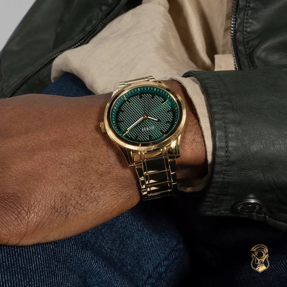 Guess Mens Gold Tone Analog Watch 44mm