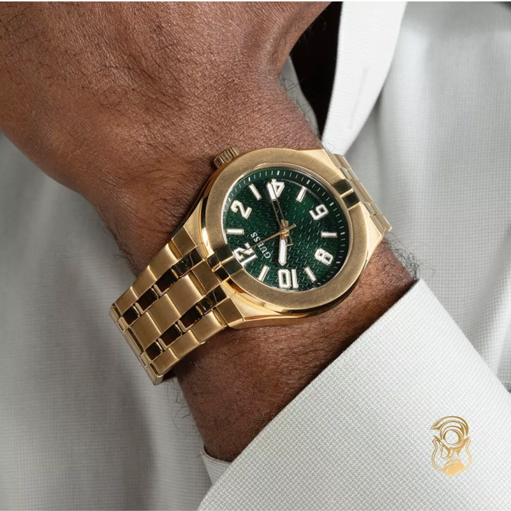 Guess Mens Gold Tone Analog Watch 44mm