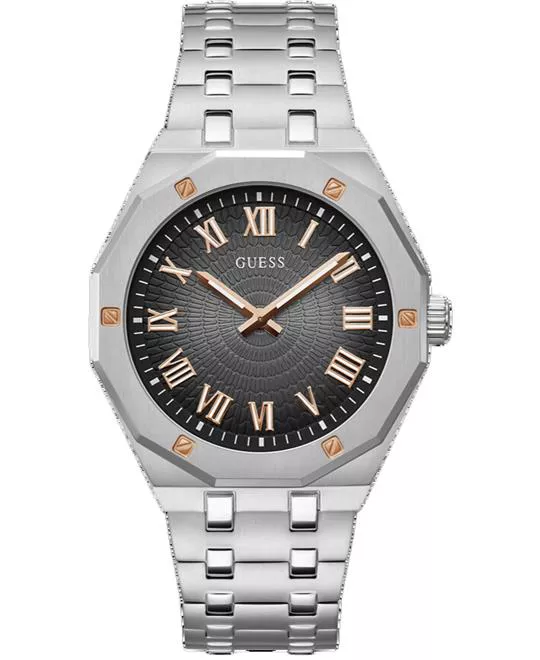 Guess Mens Silver Tone Analog Watch 42.5MM