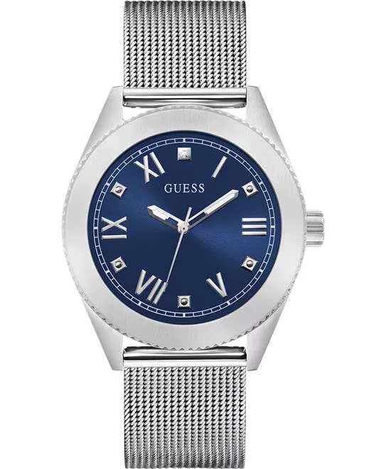 Guess Mens Silver Tone Analog Watch 44MM