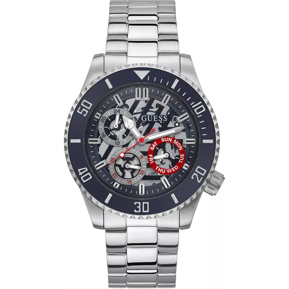 Guess Delancy Silver Tone Watch 45mm